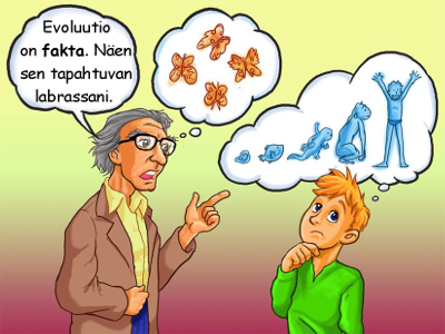 Evoluution opettajat käyttävät usein harhaanjohtavaa todistelua iskostaessaan hyväuskoisille opiskelijoille yleistä evoluutioteoriaa (GTE).