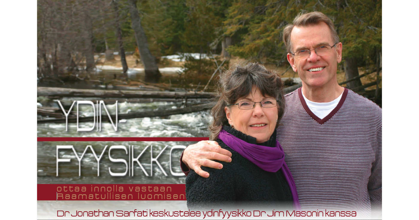 Dr Jim Mason ja vaimo Rosemary. Teksti kuvassa: 'Ydinfyysikko ottaa innolla vastaan Raamatullisen luomisen. Dr Jonathan Sarfari keskustelee ydinfyysikko Dr Jim Masonin kanssa.' Kuva ©: creation.com