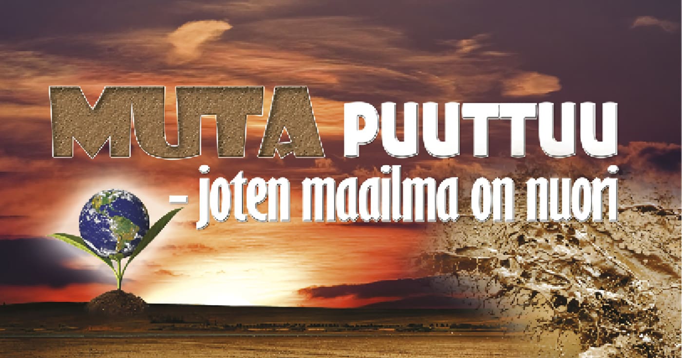 Etualla mutaa, oikealla mutaroiske ja taustalla taimi sekä auringonlasku. Kuvat ©: Auringonlasku mutarannalla: iStockphoto/nexusseven; Mutaroiske: iStockphoto/suemack; Maan taimi: iStockphoto/Barcin